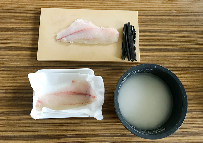 【釣り飯／鯛めし】食材・クロダイの炊き込み