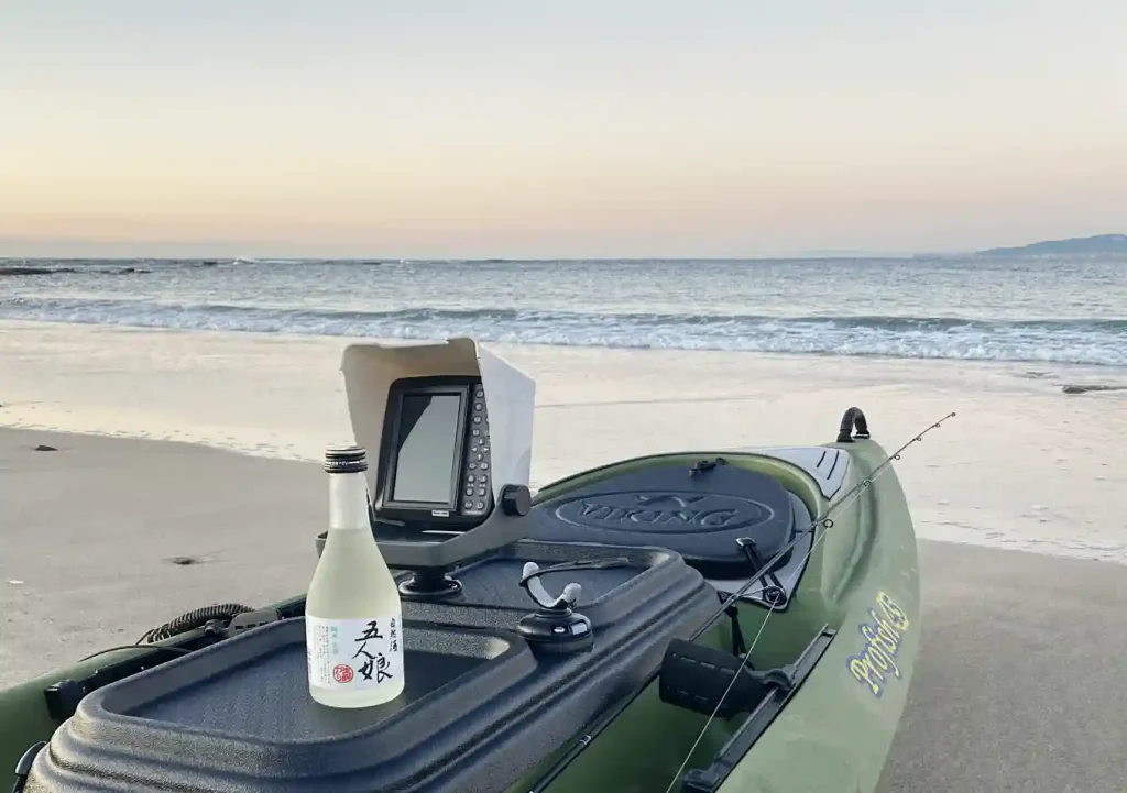カヤック進水式（日本酒／寺田本家・五人娘）プロフィッシュ４５／魚群探知機（PS611CDⅡ）フード自作DIY